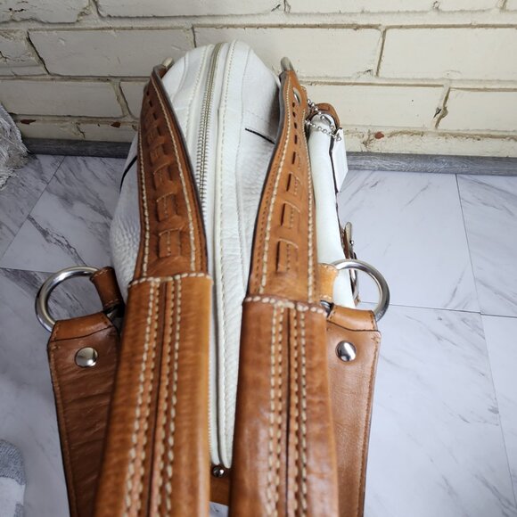 Coach Soho Dome White & Brown Leather Satchel Handbag Purse - Picture 7 of 12